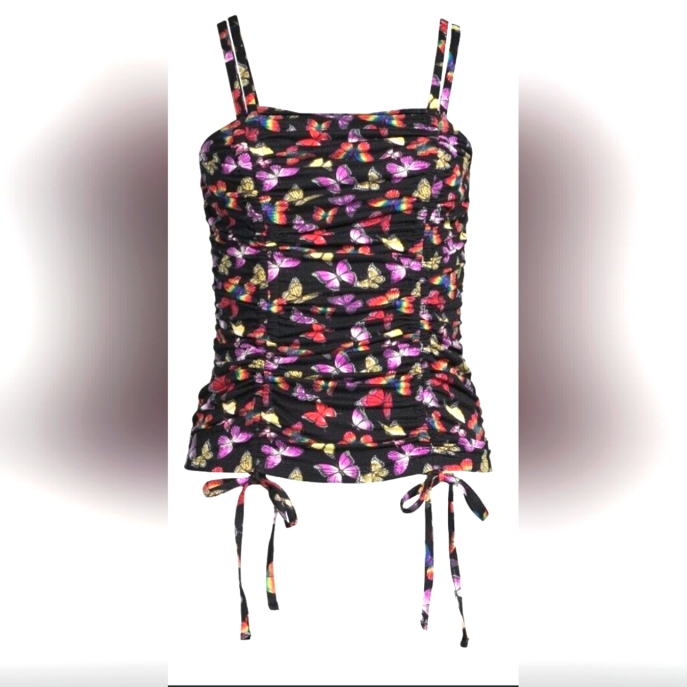NoBo‎ Juniors Black Soot Double Ruched Tank Top MED (7-9)
